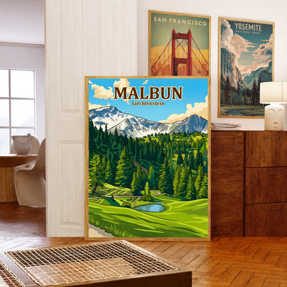 Malbun Vintage Travel Poster - Alpine Horizon