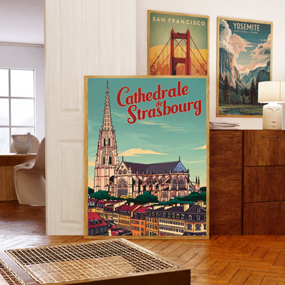 Strasbourg Cathedral Vintage Travel Poster - Cathedral of Our Lady of Strasbourg