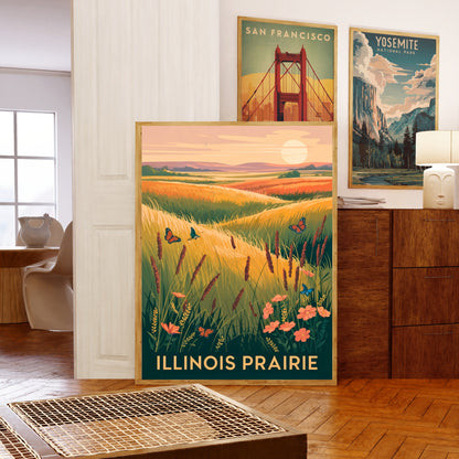Illinois Vintage Travel Poster -  Prairie State