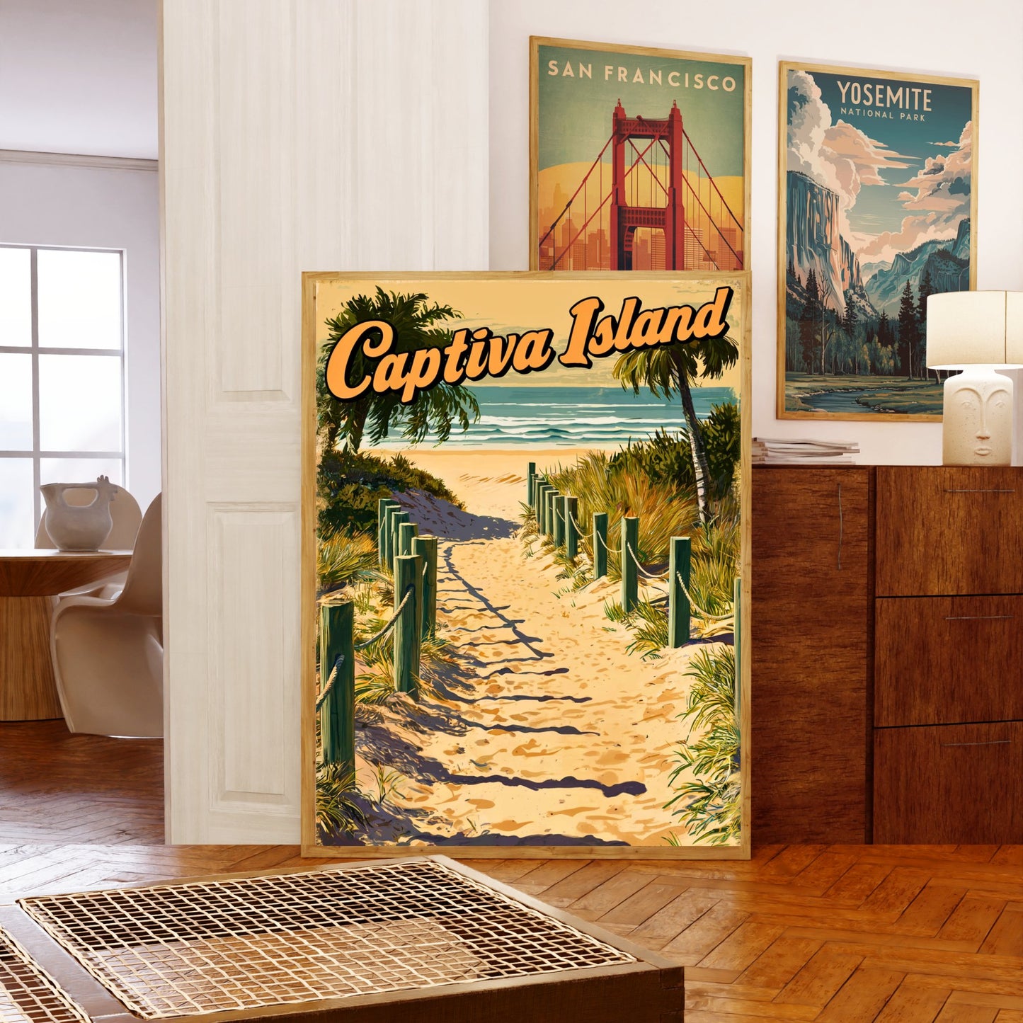 Captiva Island Vintage Travel Poster - White Sandy Beach in Florida