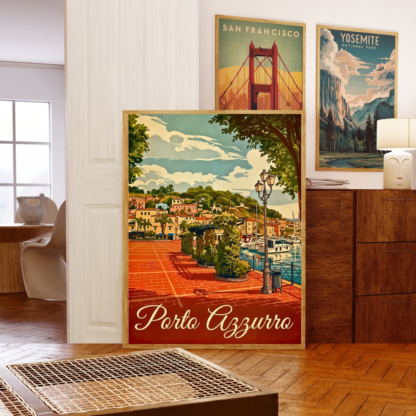 Porto Azzurro Vintage Travel Poster - Timeless Coastal Beauty