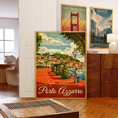 Porto Azzurro Vintage Travel Poster - Timeless Coastal Beauty
