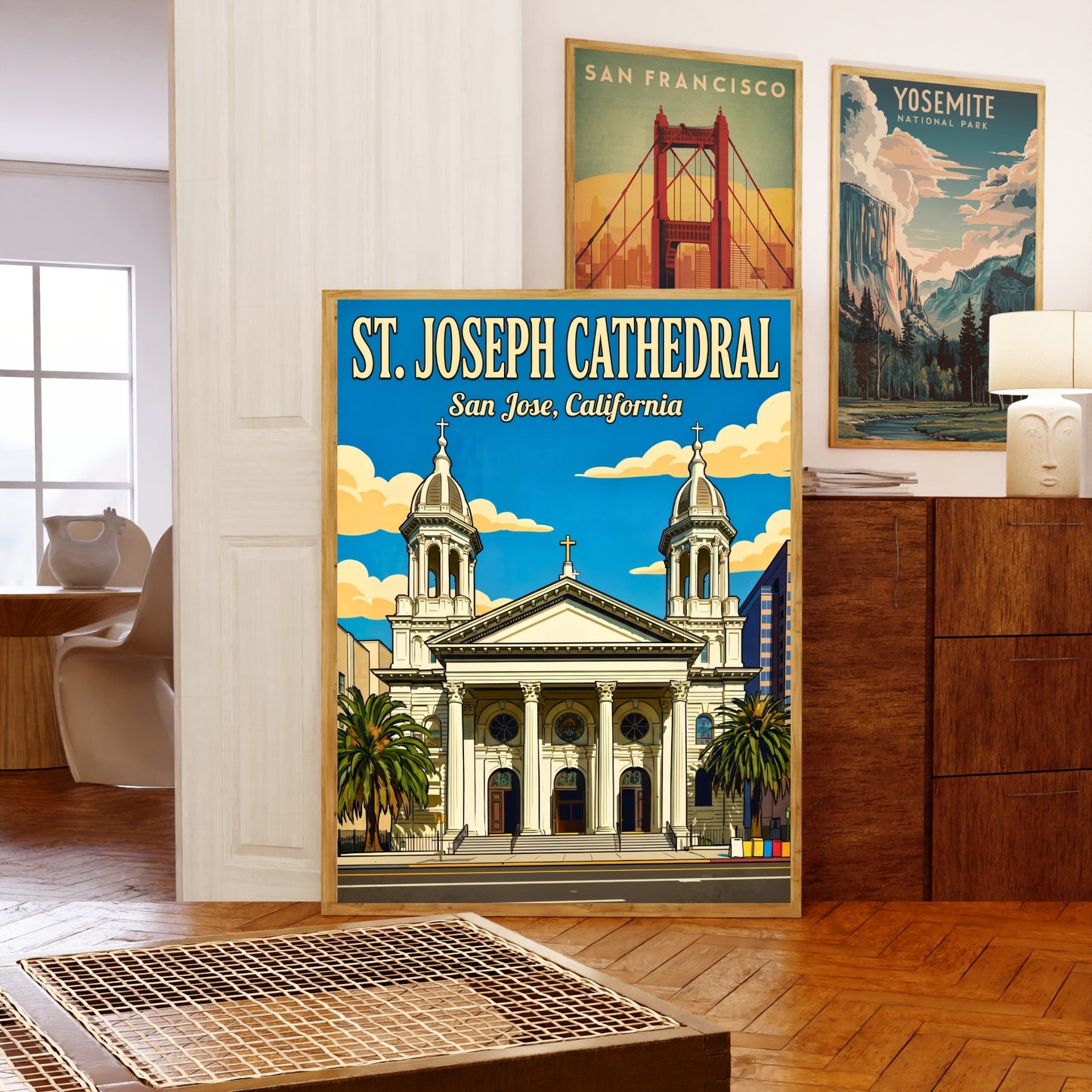 St. Joseph Cathedral Vintage Travel Poster -  Spiritual Landmark of California