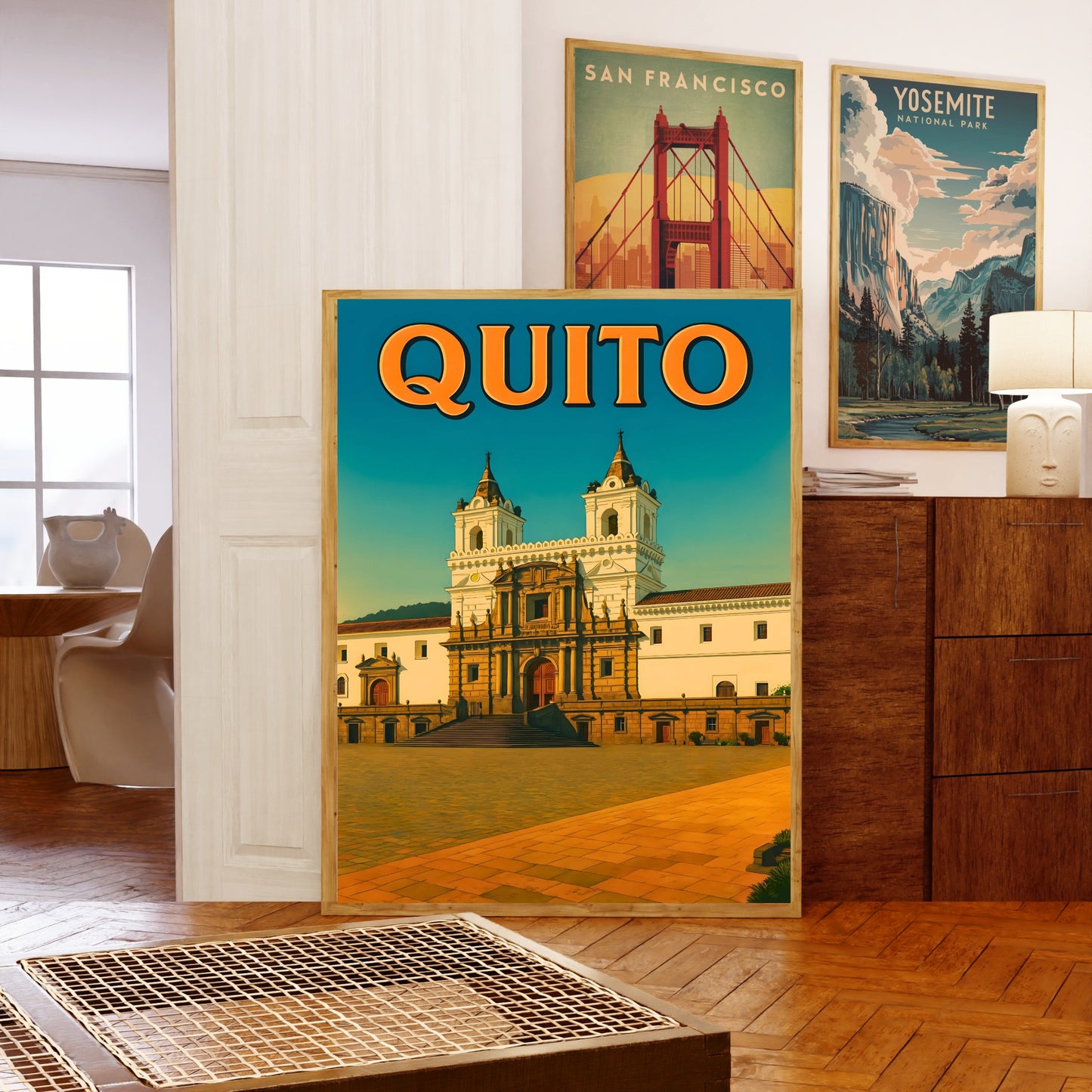 Quito Vintage Travel Poster - Quito’s Golden Hour at San Francisco