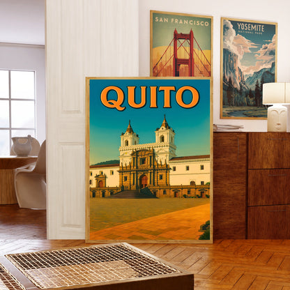 Quito Vintage Travel Poster - Quito’s Golden Hour at San Francisco