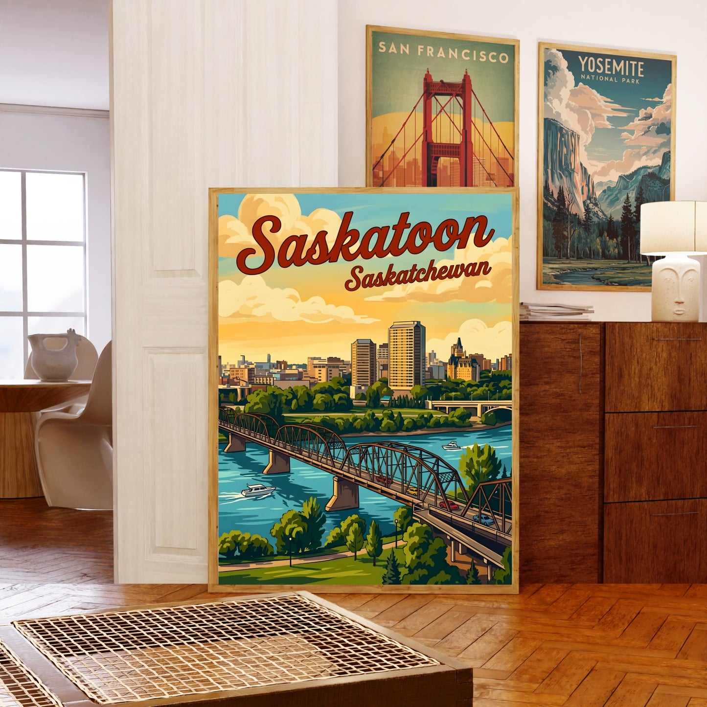 Saskatoon Vintage Travel Poster - Skyline View