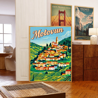 Motovun Vintage Travel Poster - Croatia