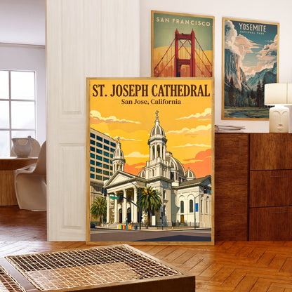 Cathedral Basilica of St. Joseph Vintage Travel Poster -  San Jose, California