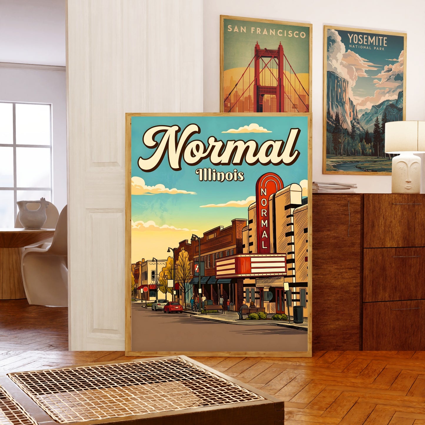 Normal, Illinois Vintage Travel Poster - Golden Afternoon Street View