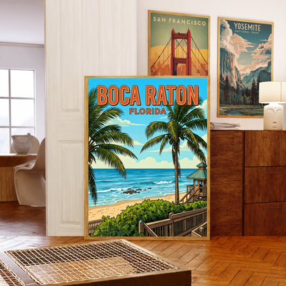 Boca Raton Vintage Travel Poster - Florida’s Elegant Shore