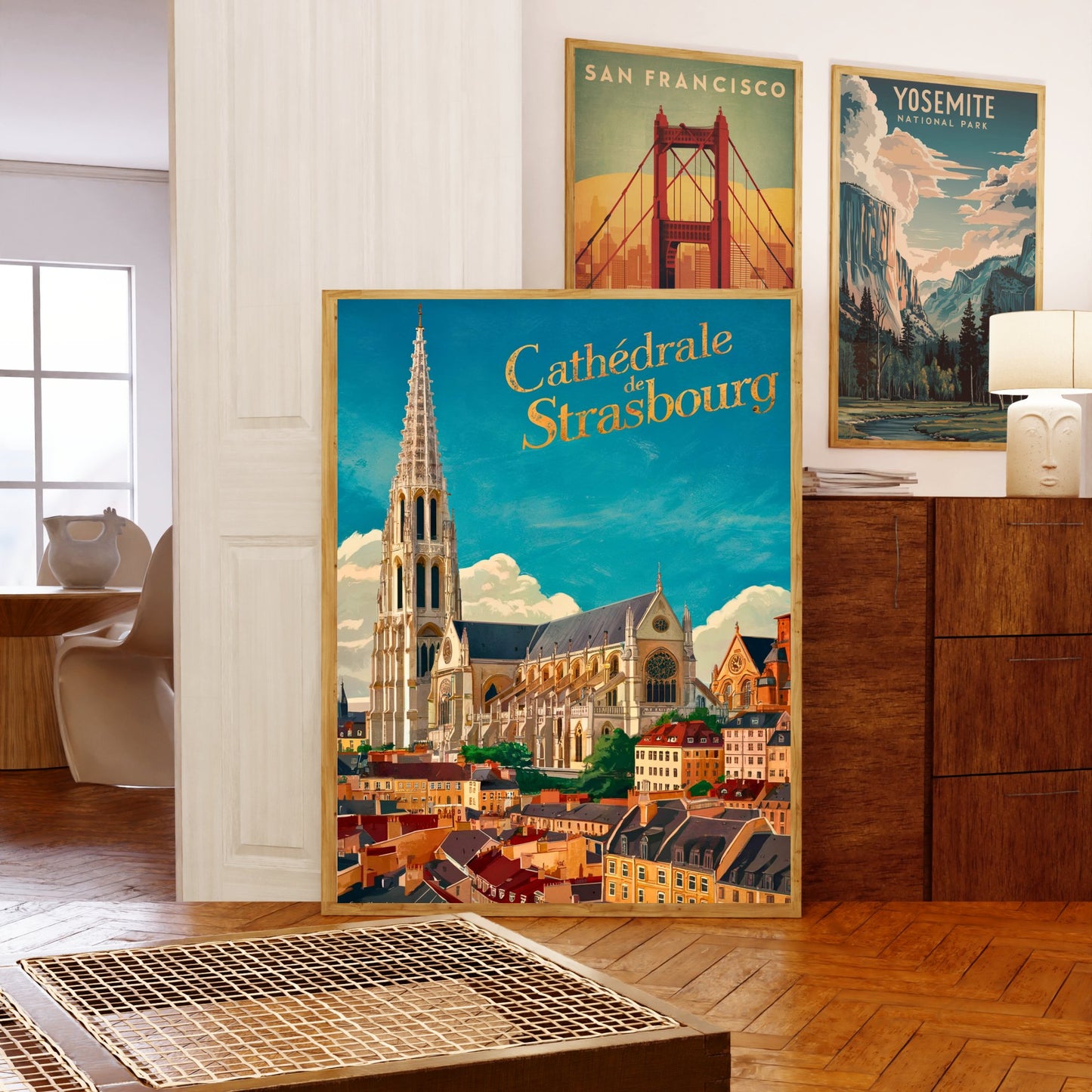Strasbourg Cathedral Vintage Travel Poster - Masterpiece in Northeastern France