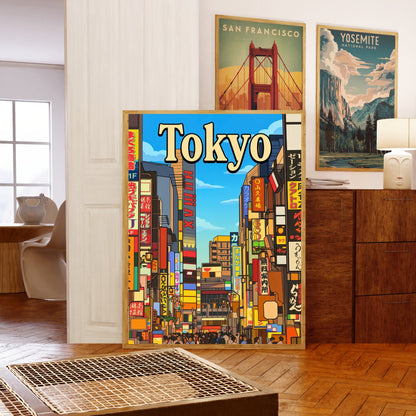 Tokyo Vintage Travel Poster - Neon Street