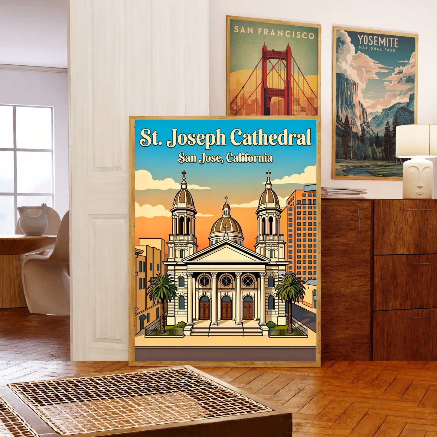 St. Joseph Cathedral Vintage Travel Poster -  San Jose Sacred Architecture