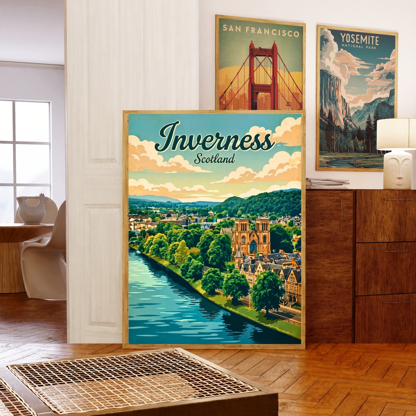 Inverness Vintage Travel Poster - Riverside Scotland