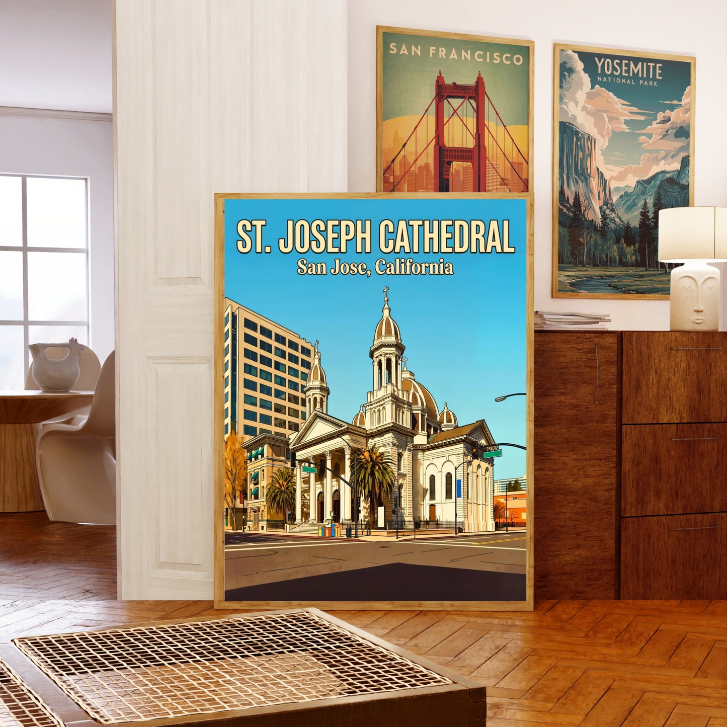 St. Joseph Cathedral Vintage Travel Poster -  San Jose, California