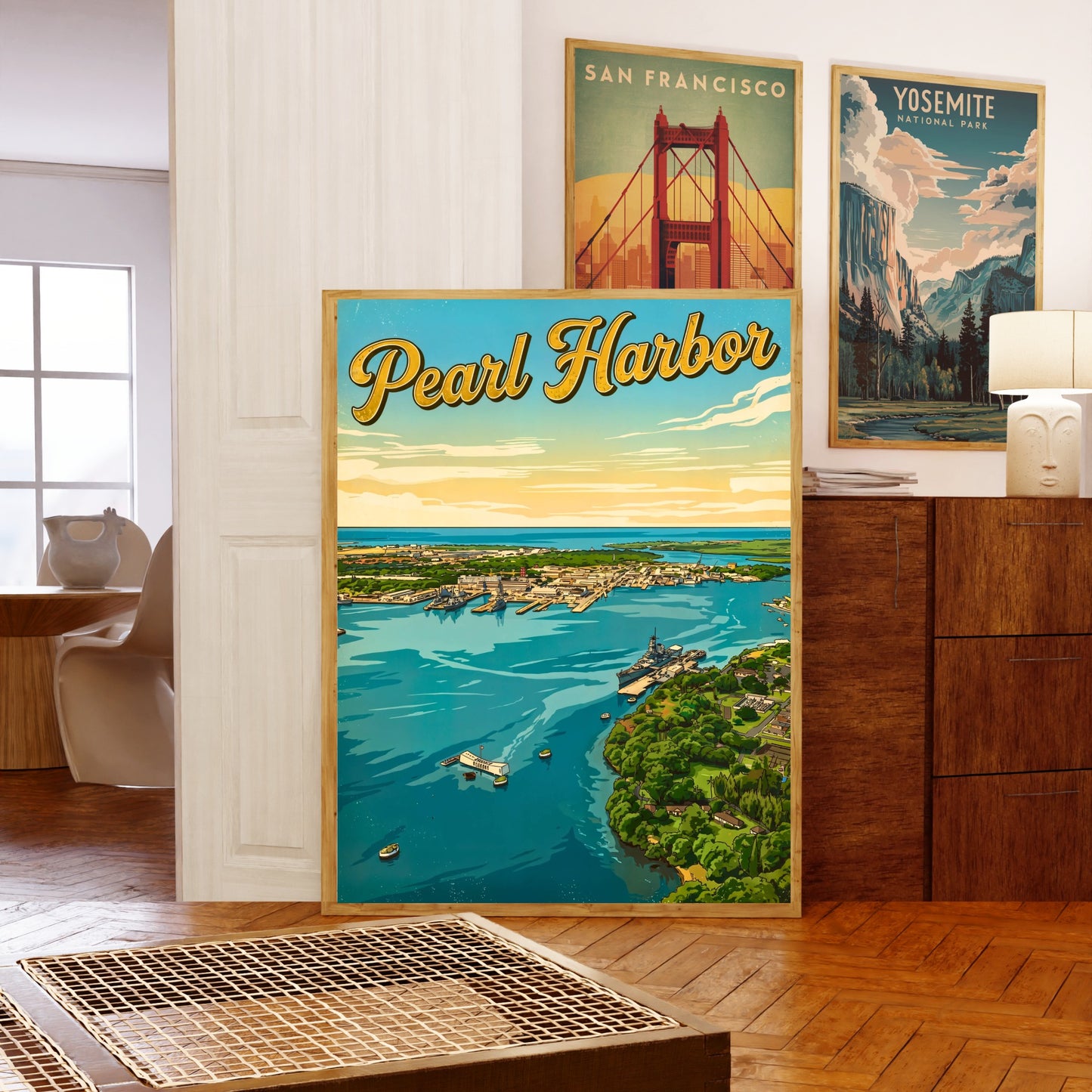 Pearl Harbor Vintage Travel Poster - Historic Naval Base