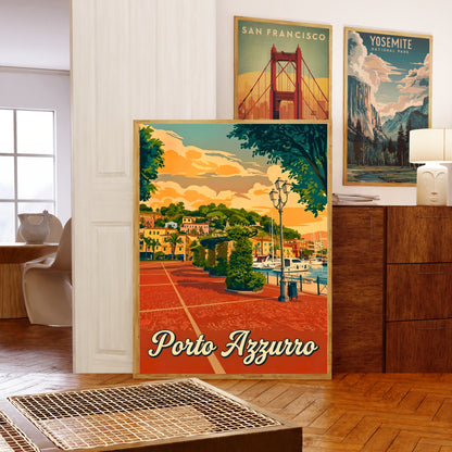 Porto Azzurro Vintage Travel Poster - The Heart of Elba