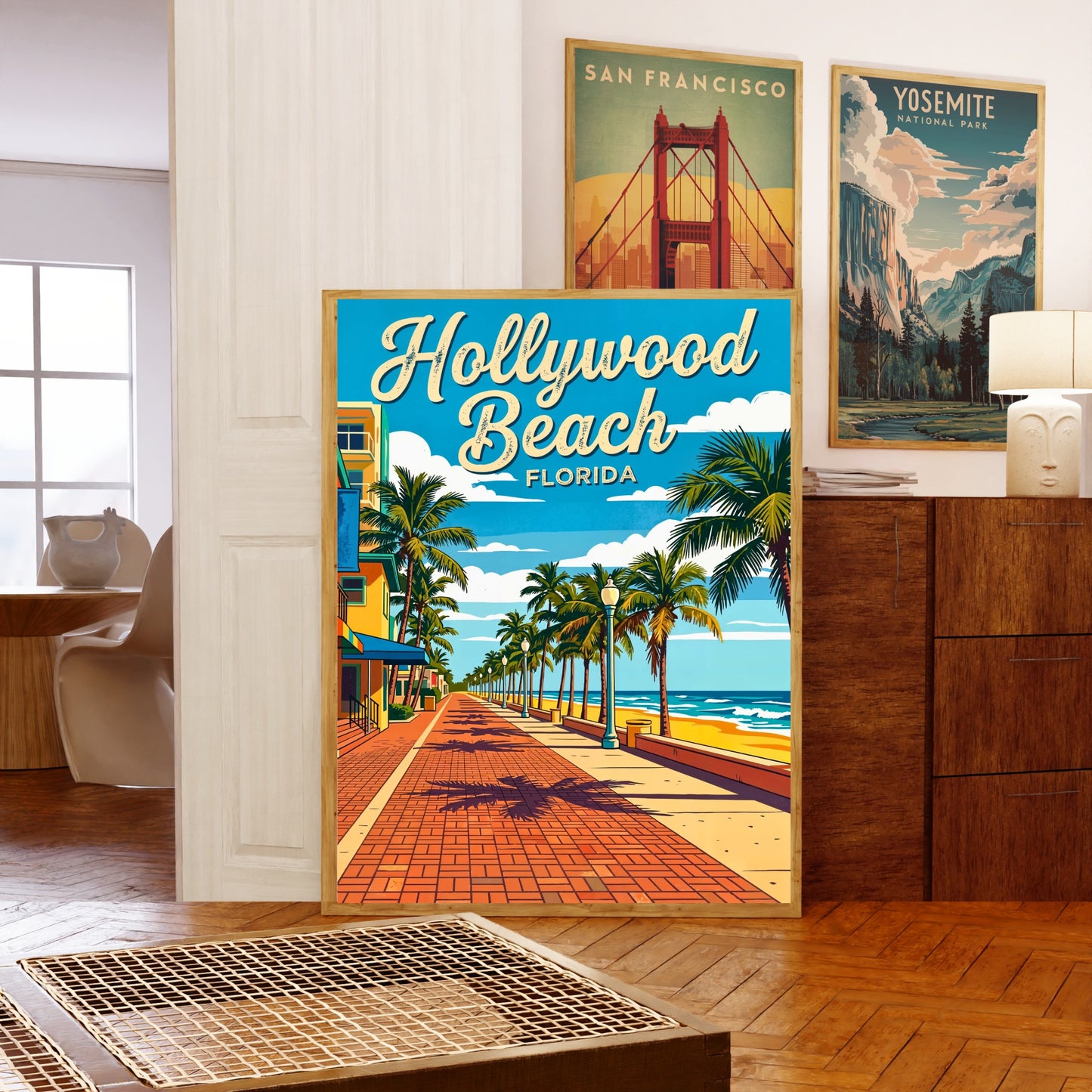 Hollywood Beach Vintage Travel Poster - Paradise Awaits at Hollywood Beach