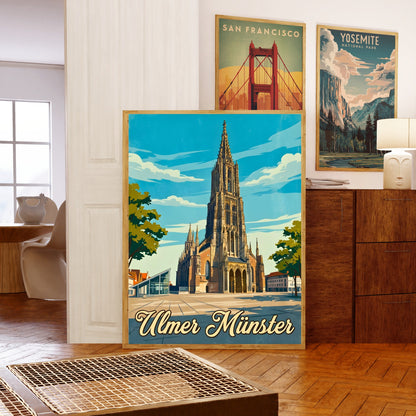 Ulmer Münster Vintage Travel Poster - The Pride of Ulm