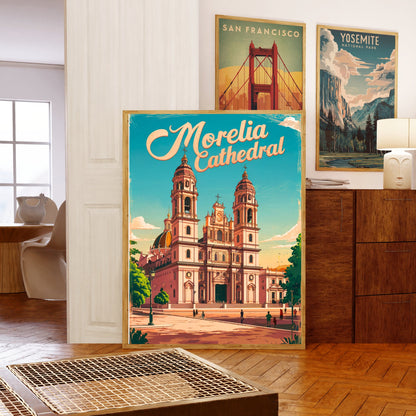 Morelia Cathedral Vintage Travel Poster - Spiritual Icon