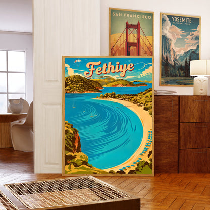 Fethiye Vintage Travel Poster - Turkey Ölüdeniz