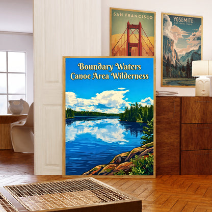 Boundary Waters Canoe Area Wilderness Vintage Travel Poster - Where the Wild Waters Flow