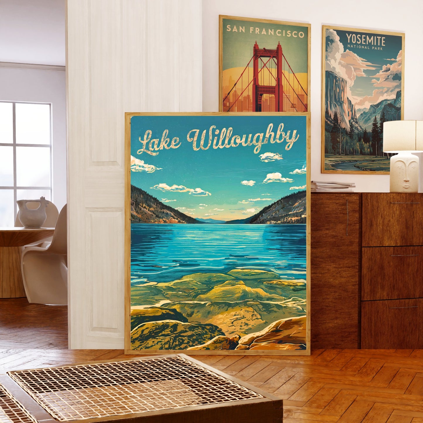 Lake Willoughby Vintage Travel Poster - Tranquil Crystal Water in Vermont