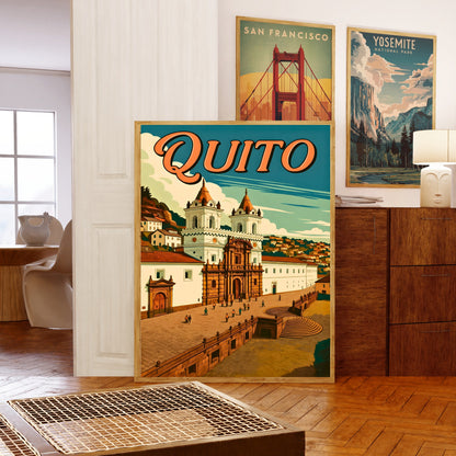 Quito Vintage Travel Poster - San Francisco Plaza
