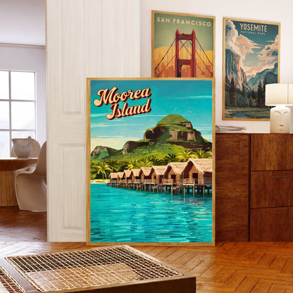Moorea Island Vintage Travel Poster - Paradise in Polynesia