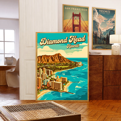 Diamond Head Vintage Travel Poster - Horizon