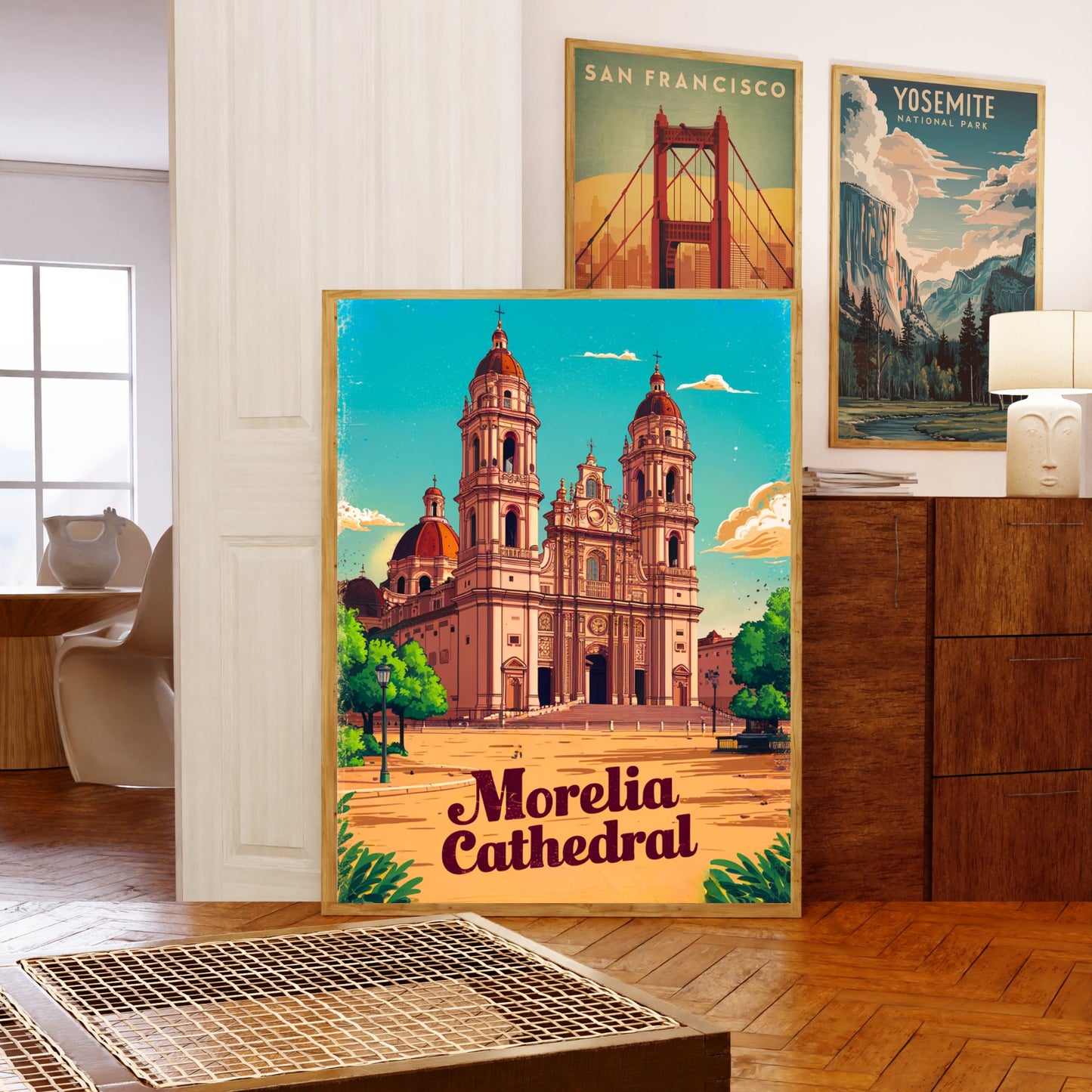 Morelia Cathedral Vintage Travel Poster