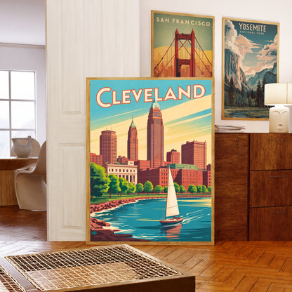Cleveland Vintage Travel Poster - Lake Erie