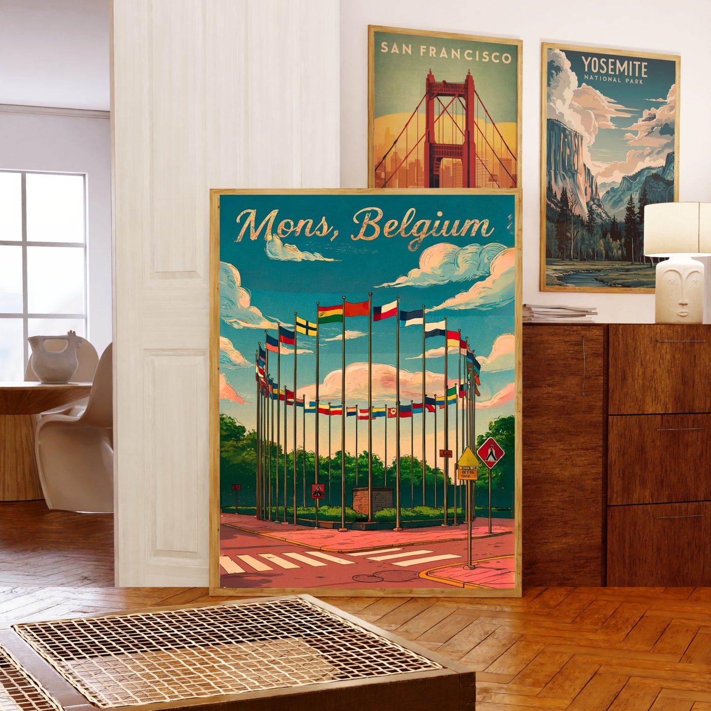 Mons, Belgium Vintage Travel Poster - SHAPE – Where Nations Unite