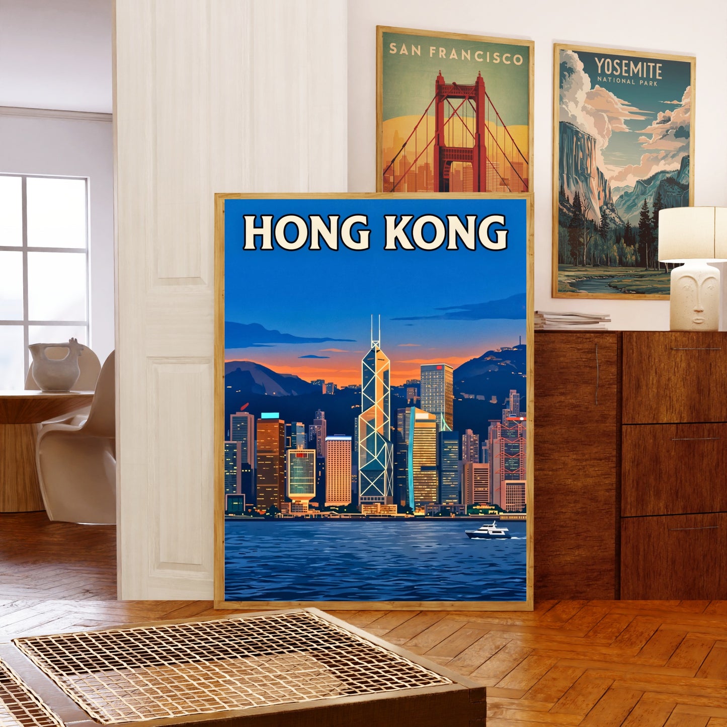 Hong Kong Vintage Travel Poster - Nightfall