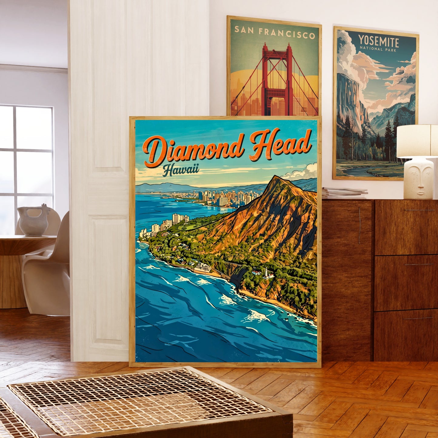 Diamond Head Vintage Travel Poster - Majesty of Hawaii