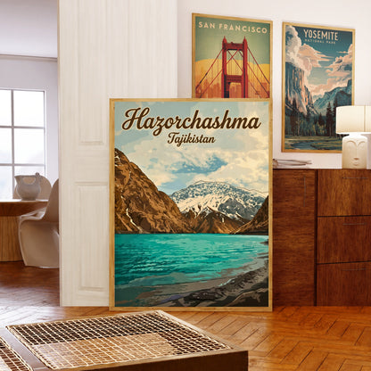 Hazorchashma Vintage Travel Poster -  Spring of Tajikistan