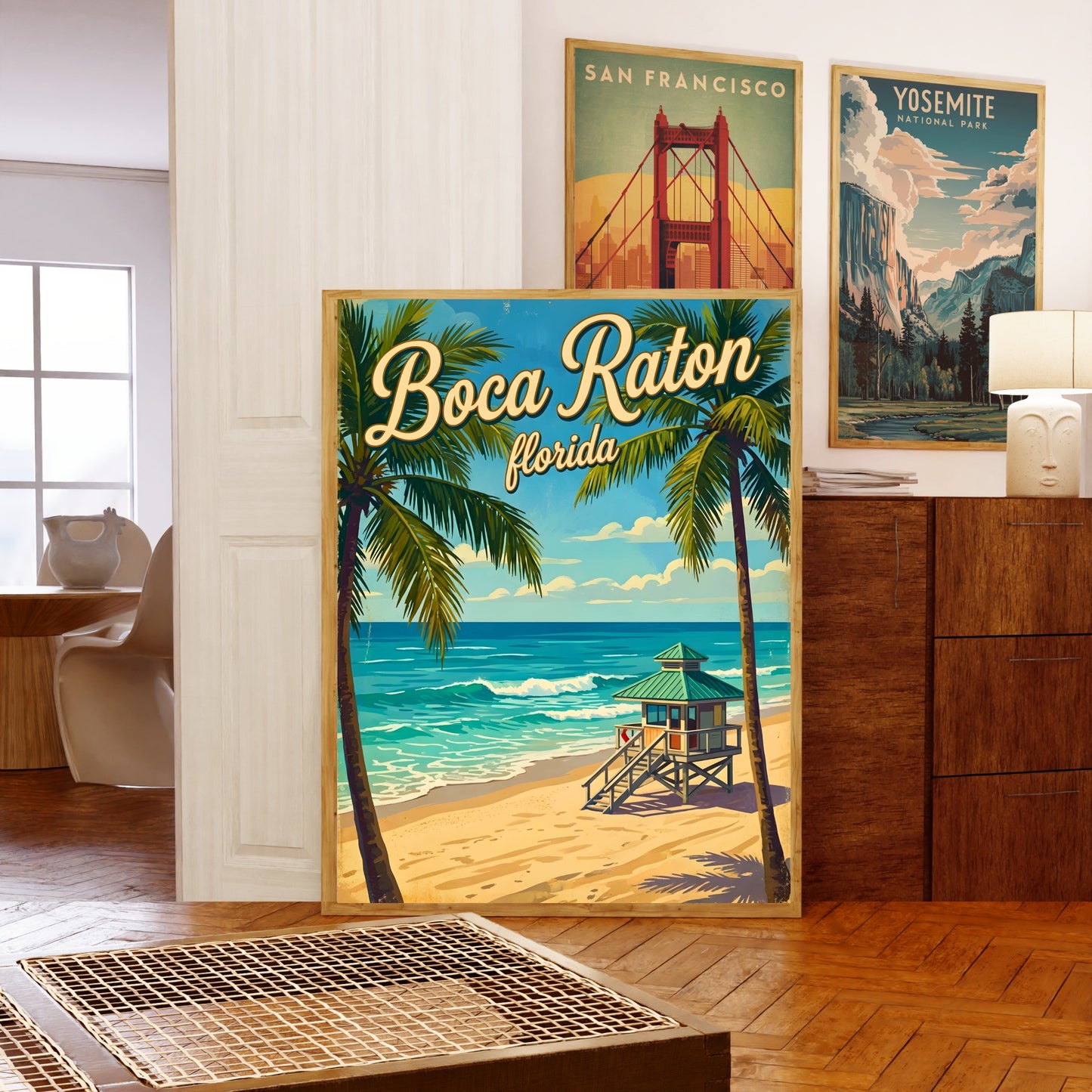 Boca Raton Vintage Travel Poster- Coastal Charm