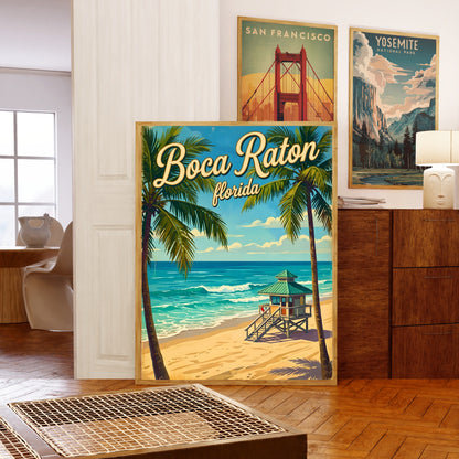 Boca Raton Vintage Travel Poster- Coastal Charm