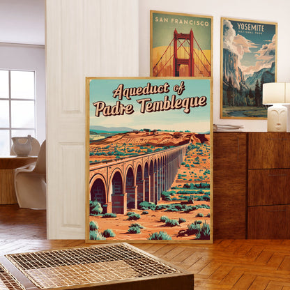Aqueduct of Padre Tembleque Vintage Travel Poster - Stone Arches