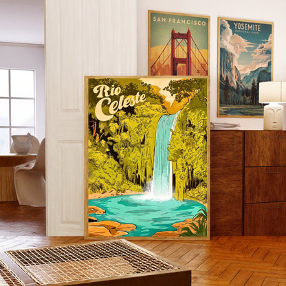 Rio Celeteste Vintage Travel Poster - Costa Rica