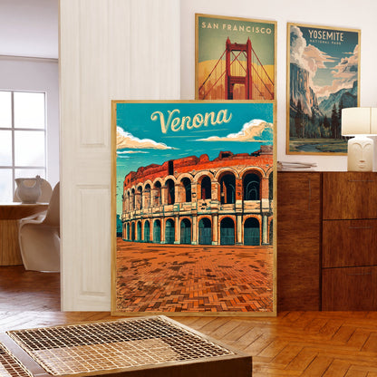 Verona, Italy Vintage Travel Poster - Ruins in Italy