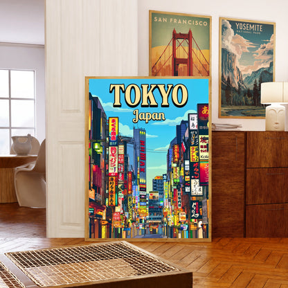 Tokyo Vintage Travel Poster - Night Signs