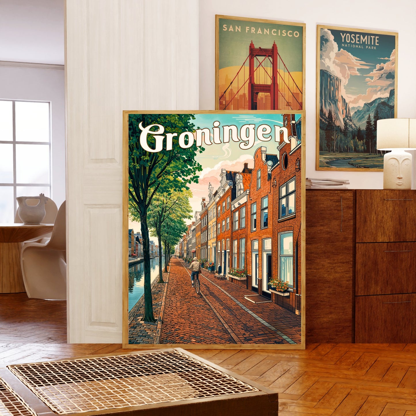 Groningen Vintage Travel Poster - Captivating Serene Urban Street View
