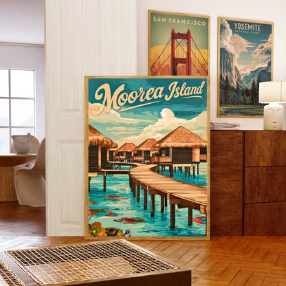 Moorea Island Vintage Travel Poster