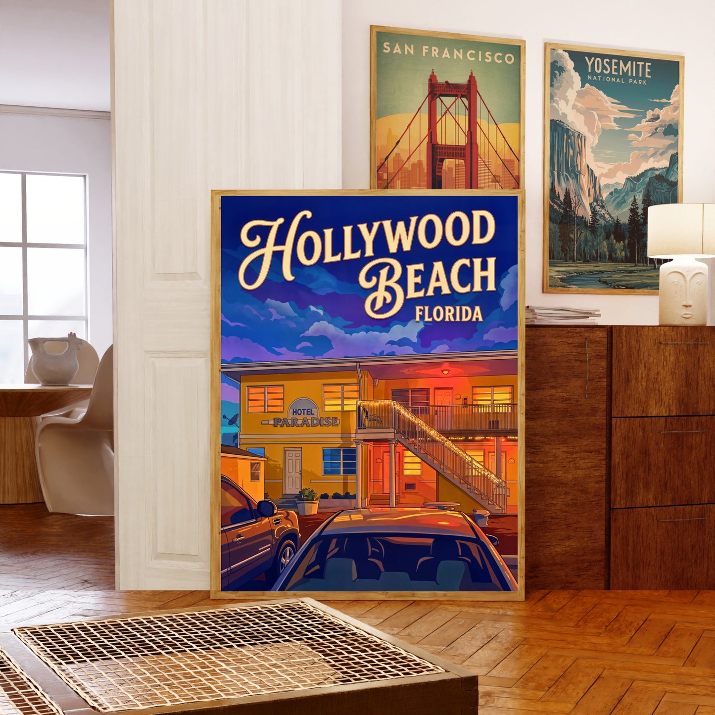 Hollywood Beach Vintage Travel Poster - Florida Beach Hotel