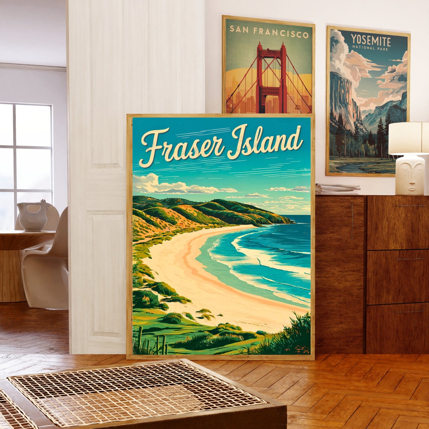 Fraser Island Vintage Travel Poster  - K'gari Island Australia