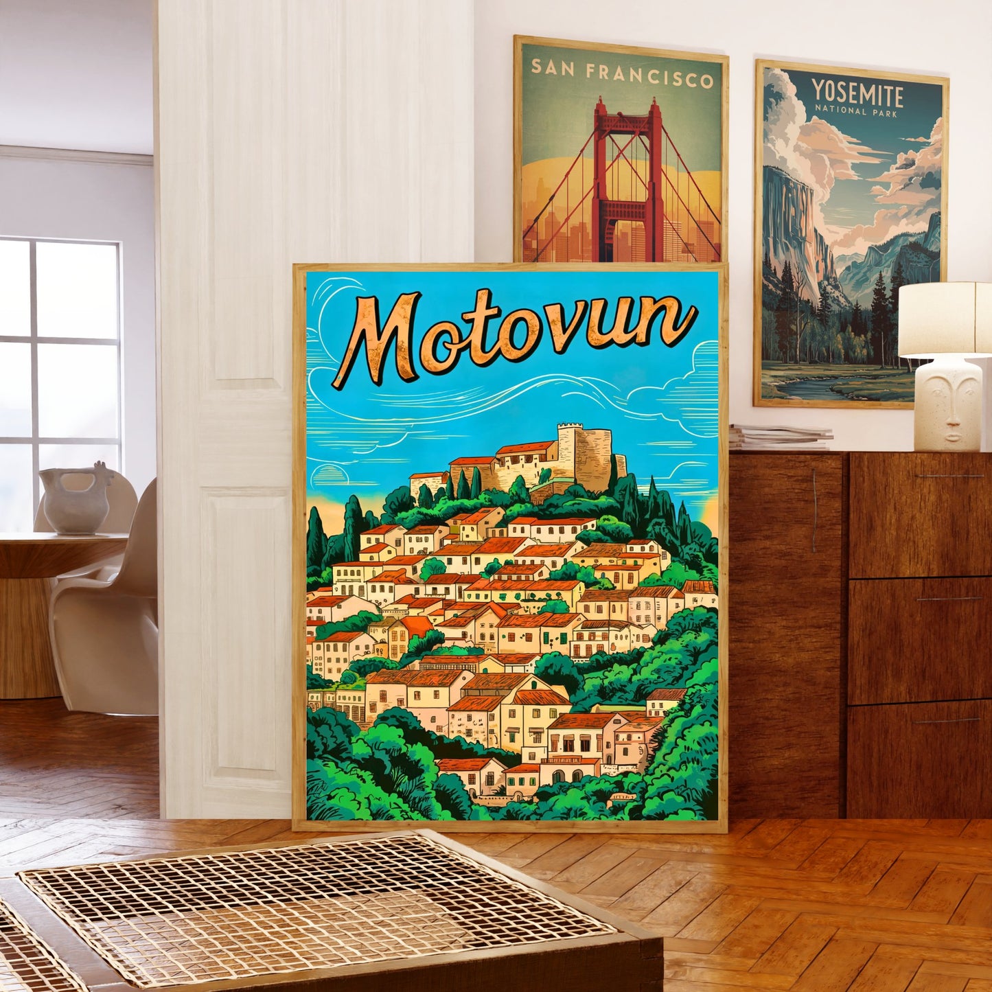 Motovun Vintage Travel Poster - Croatia Land of Wine and Truffles