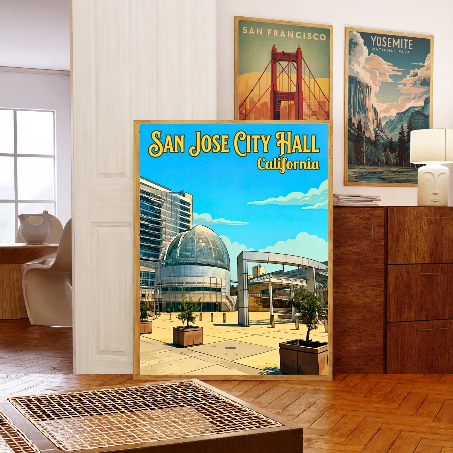 San Jose City Hall Vintage Travel Poster - California Civic Landmark