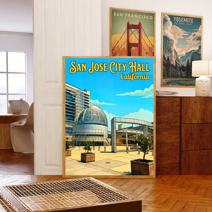 San Jose City Hall Vintage Travel Poster - California Civic Landmark