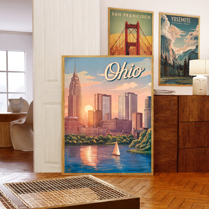 Ohio Vintage Travel Poster - City of Steel and Shorelines